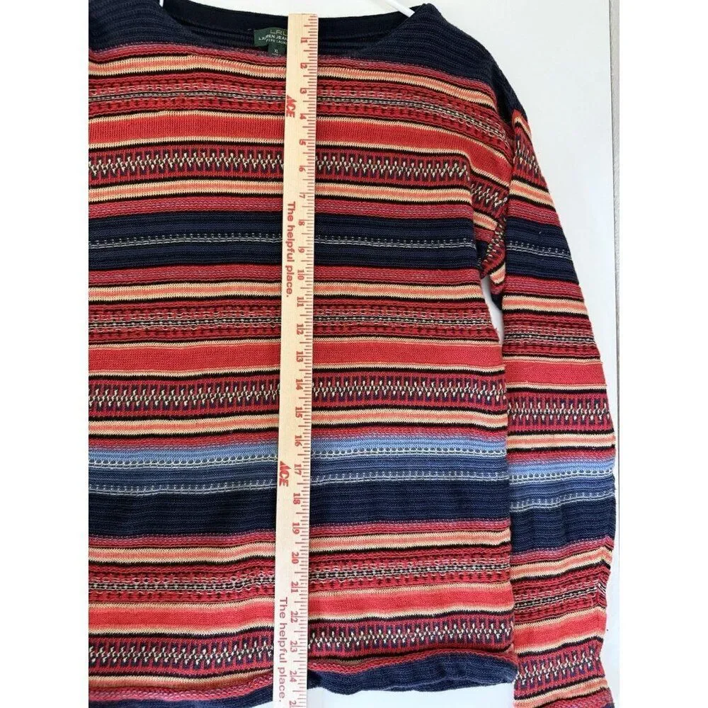 Lauren Jeans Ralph Lauren LRL Sweater Womens XL Multicolor Knit Pullover Stripe
